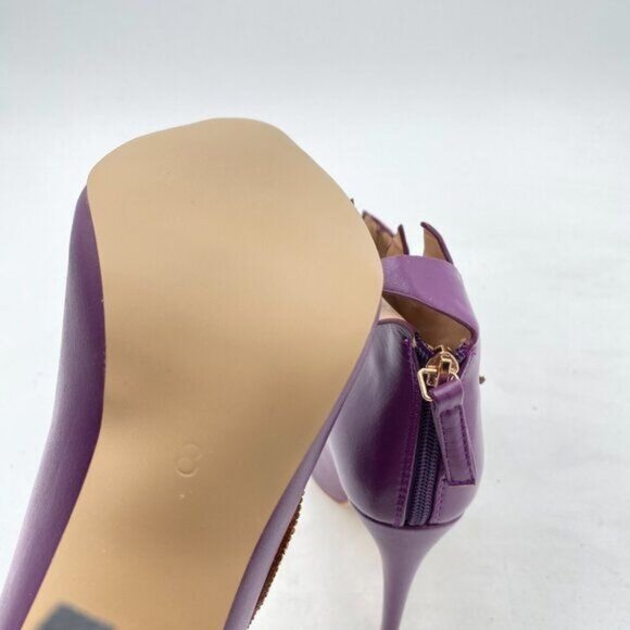 FSJ Purple Ankle Boots Pumps High Heel Color Rhinestones Pointed Toe Zipper Shoe - Picture 6 of 8